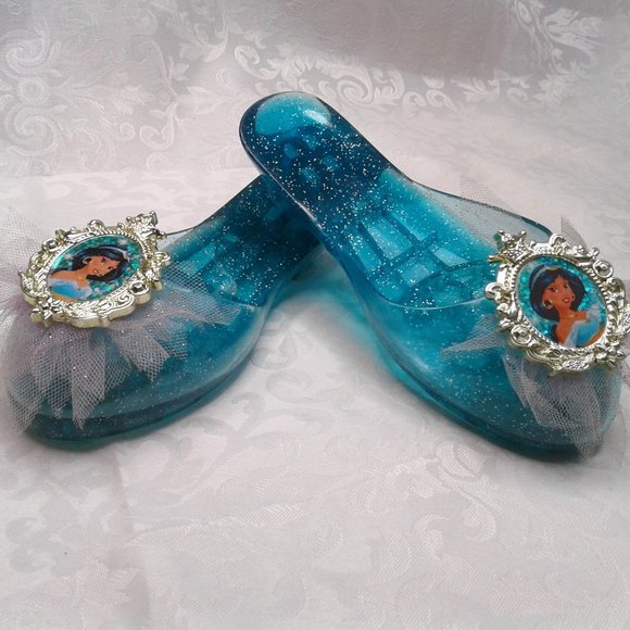 Other - Disney's Princess Jasmine Little Girls DressUp Shoes Teal Gold Tulle Size 11 EUC